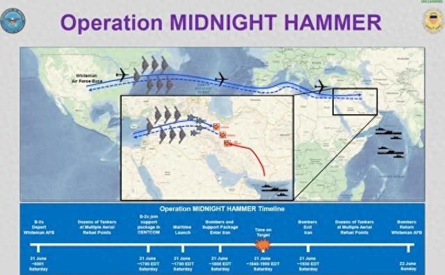 “午夜之锤行动”示意图 美国国防部